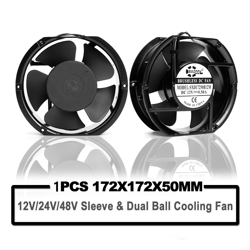 Ventilador de Refrigeração Rede de Proteção Dupla Bola Milímetros 172 172x51mm 172x25mm 12v 24v 48v Axial dc Indústria Armário Armários Parafuso fã 1pcs 170
