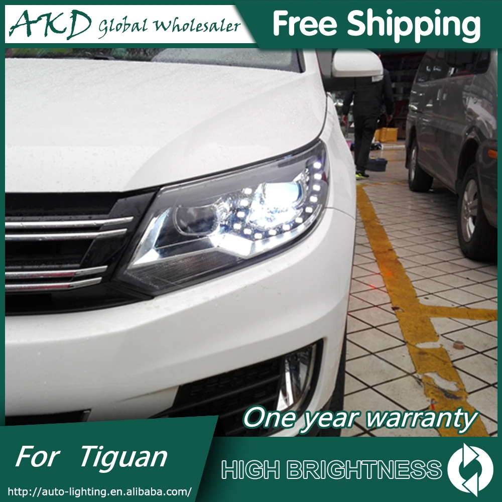 AKD автомобильный Стайлинг для VW Tiguan фары 2013- Tiguan светодиодный налобный фонарь светодиодный DRL Биксеноновые линзы фары дальнего ближнего света для парковки