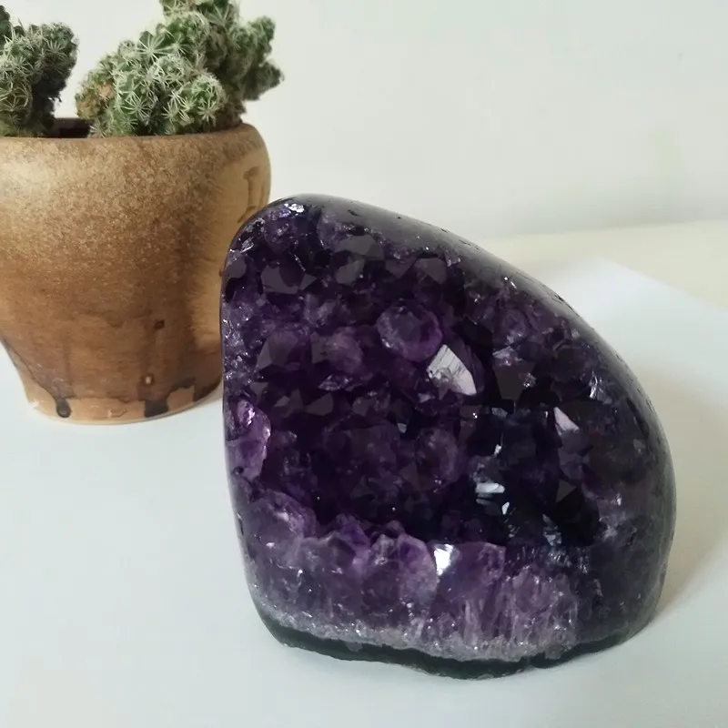 Высокое качество аметистовый геодезический камень кварцовый кластер домашний