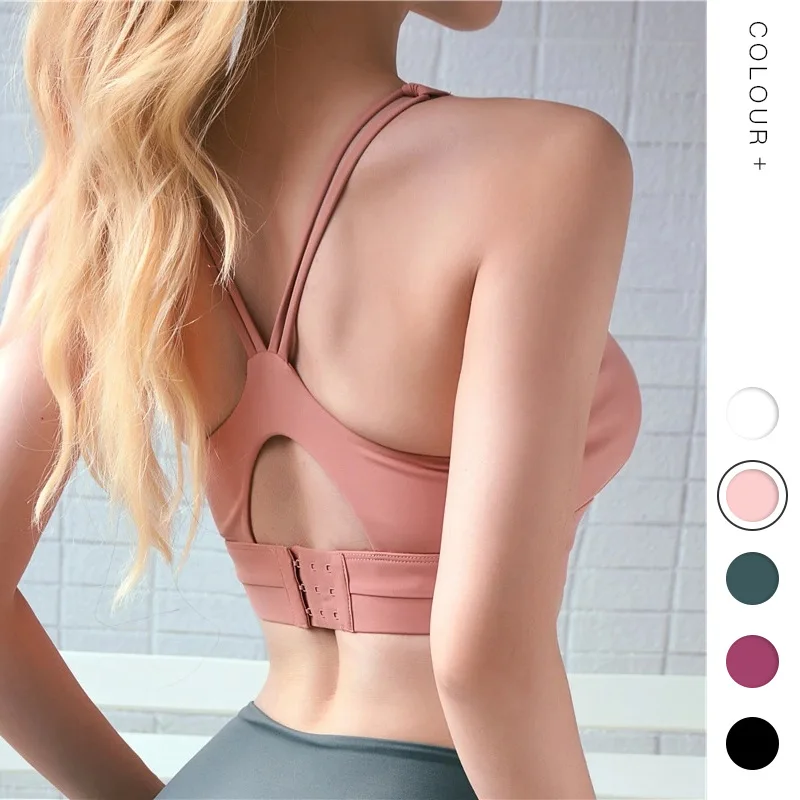 

2021 Solid Sports Bra Fitness Women Yoga Crop Top Push Up Underwear Bras Athletic Vest Shirt Sport Running Sportswear Plus Size
