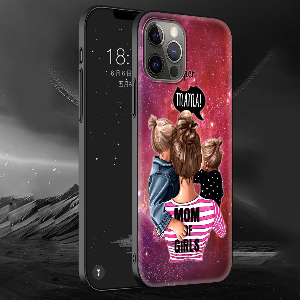 

Brown Hair Baby Mom Girl Luxury Soft Case for iPhone 11 12 Pro MAX 7 8 Plus XR XS MAX X 6 6S Plus Smartphone Accessories Cover