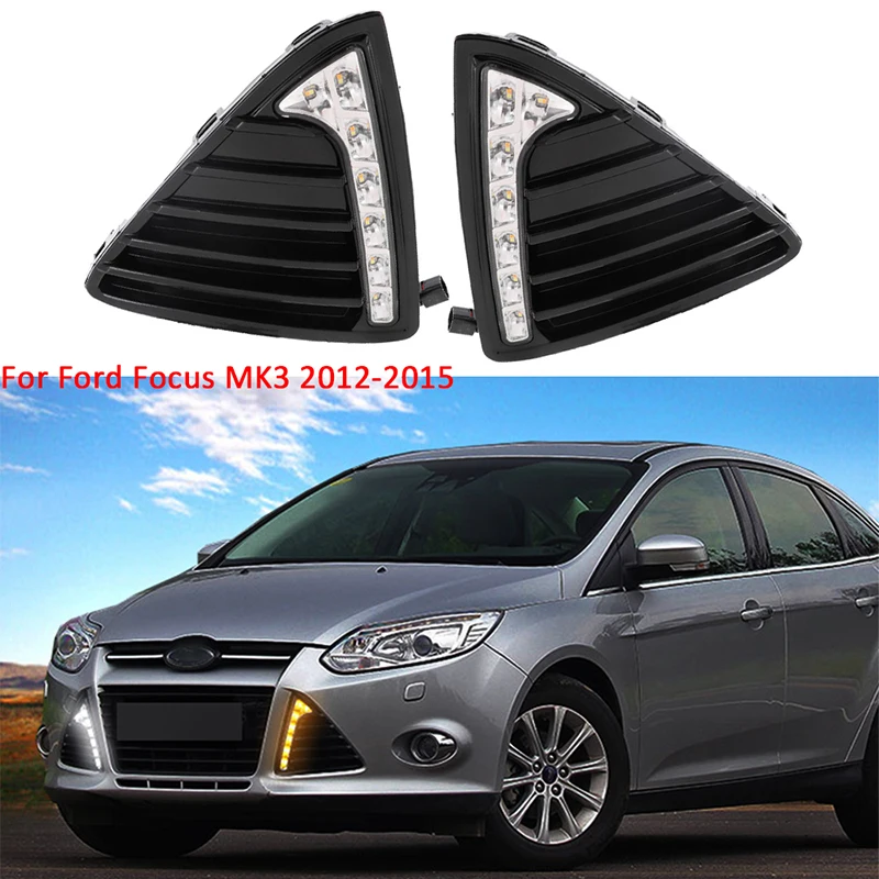 

Daytime running light for Ford Focus 3 MK3 2012 2013 2014 LED Car DRL Bumper Front Fog lamp with dimming style Relay