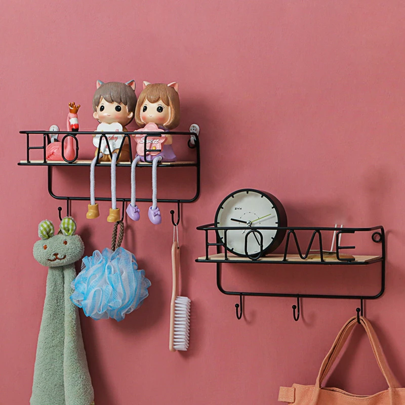 

Wall Mounted Metal Hook Rack Key Coat Towel Holder with 3 Hooks Simple Multifunctional Kitchen Wall Decoration Home