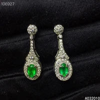 kjjeaxcmy fine jewelry 925 sterling silver inlaid natural emerald female new earrings eardrop popular support test hot selling