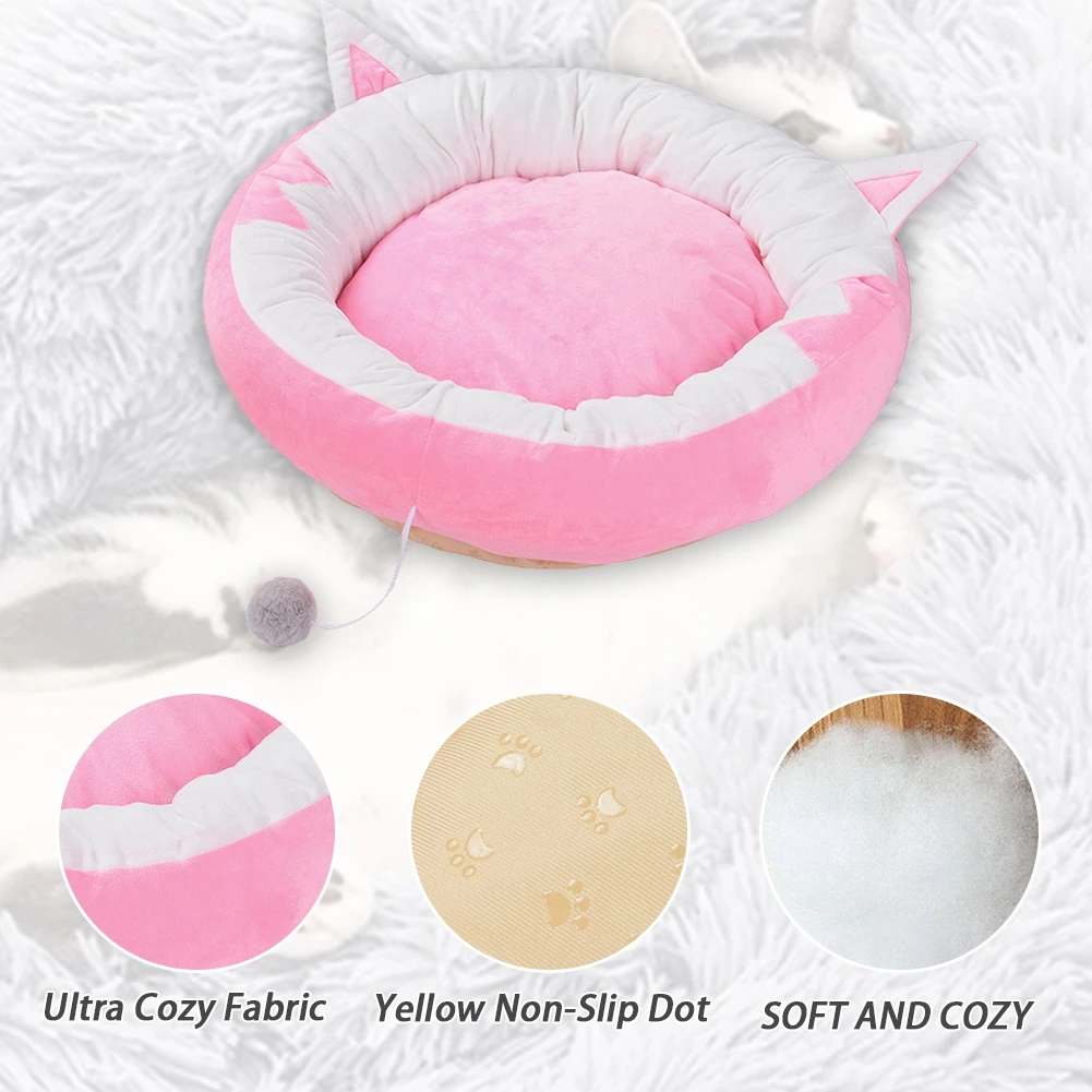 

Soft Kitten Bed Kennel Pet Puppy Dog Cat Nest Round Winter Warm Sleeping Cushion Mat Portable Cats Supplies