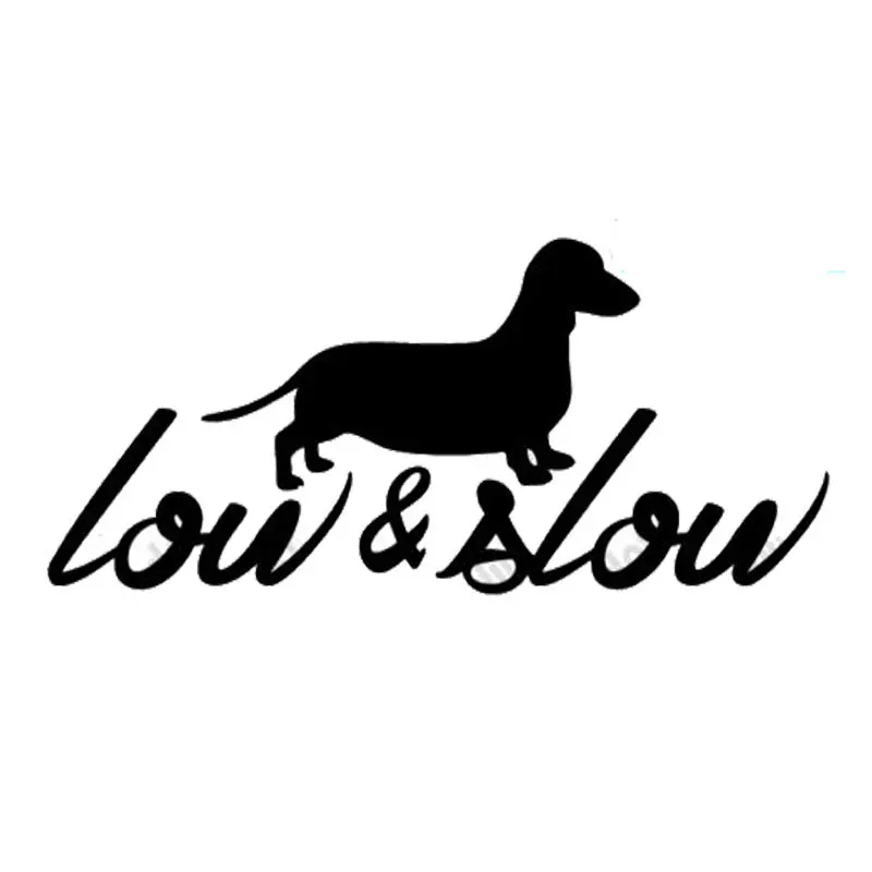 

14cm*6cm LOW & SLOW Animal Personality Dachshund Fashion Vinyl Car Sticker