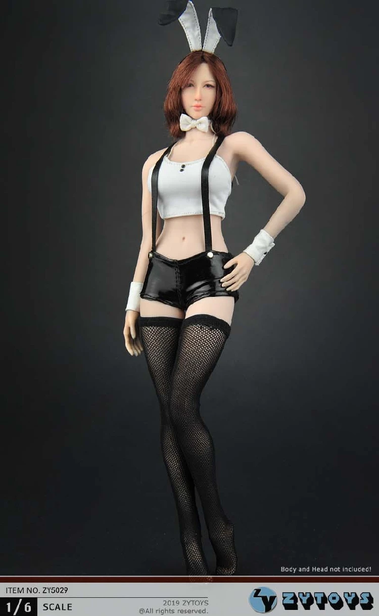 ZYTOYS ZY5029 1/6 костюм кролика для девочек милый женский косплея белый жилет черные