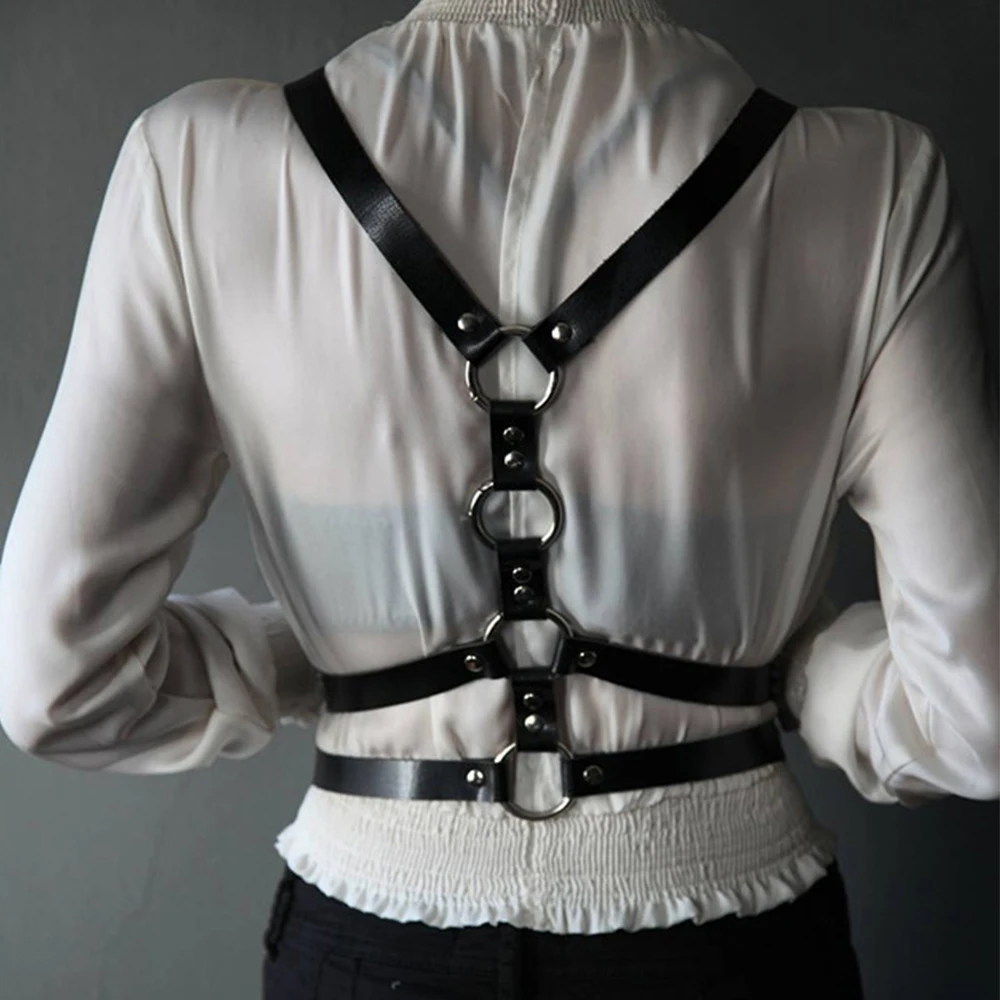 

Ronllona 2020 Sexy Women Leather Harness Garter Girl Sexy Lingerie Suspenders Straps Body Bondage Chest Braces Leather Harness