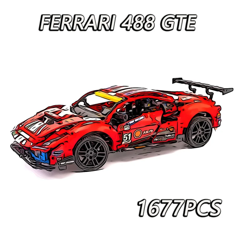 

Technical Series Compatible 42125 Super Sports Racing Car 488 GTE Model Building Blocks Bricks Kids Toys Birthday Gifts