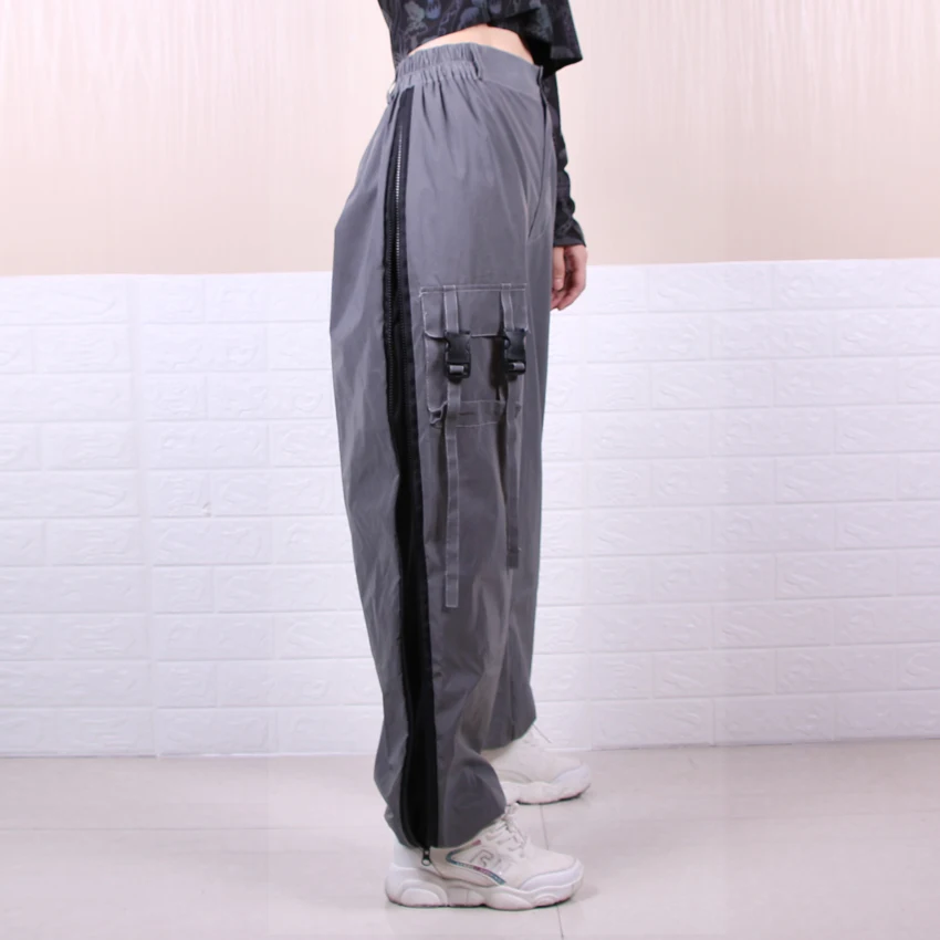 Сетчатые Светоотражающие Брюки с боковой молнией мужские брюки пуговицами и