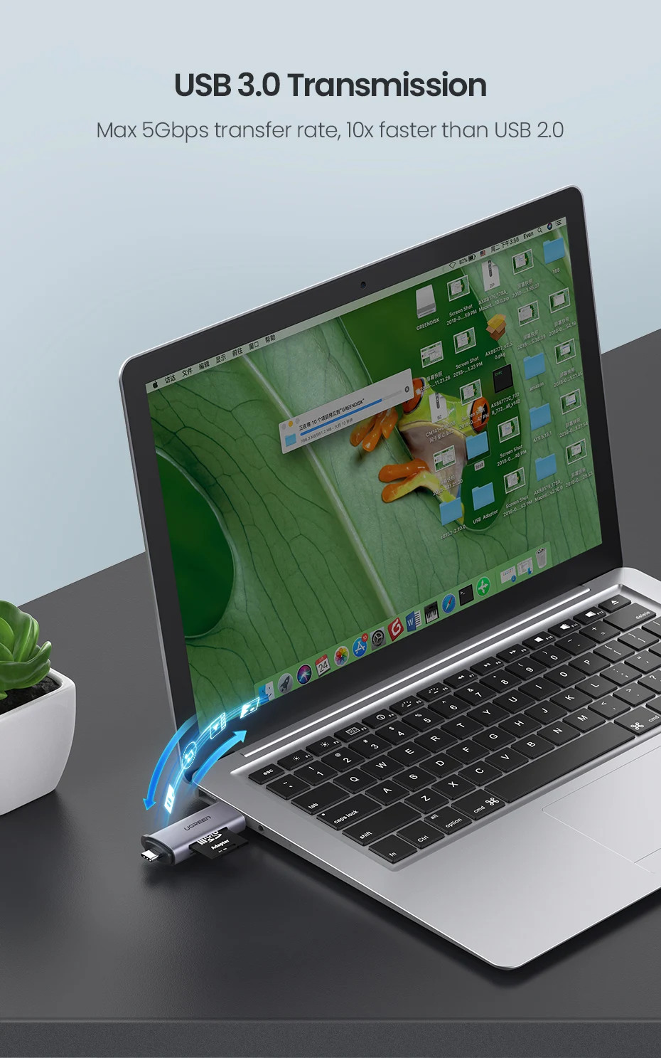Ugreen кард-ридер USB 3,0 type C для SD Micro SD TF адаптер для ноутбуков Аксессуары OTG кардридер смарт-карта памяти SD кардридер