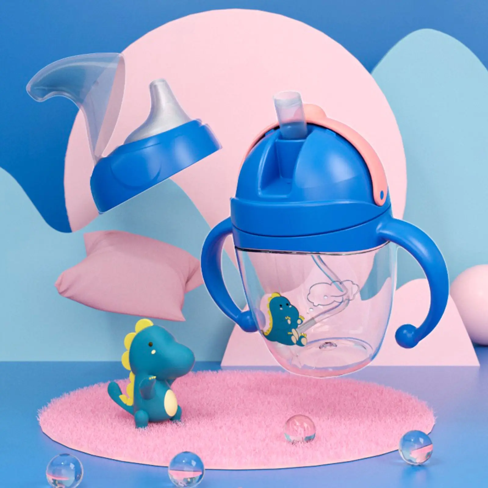 

240ml Children's Water Cup Kids Drinking Cup Sliding Cover Anti-Leakage Cup Kindergarten Baby Pp Straw Sippy Cups