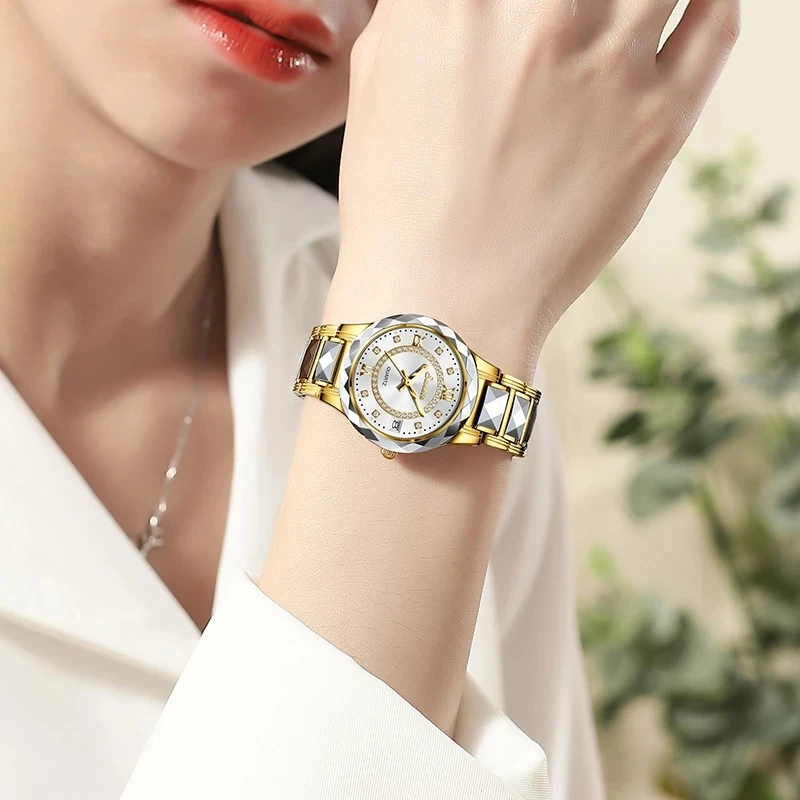 

SUNKTA Sapphire Mirror Luxury Women Watch Tungsten Steel Material Waterproof Watch Ladies Watches Diamond Clock Relogio Feminino