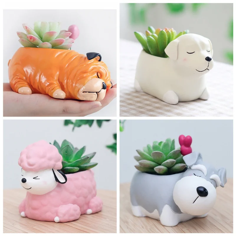 NewestPuppy полимерный горшок для суккулентов милые корги мини цветов настольных Jardin