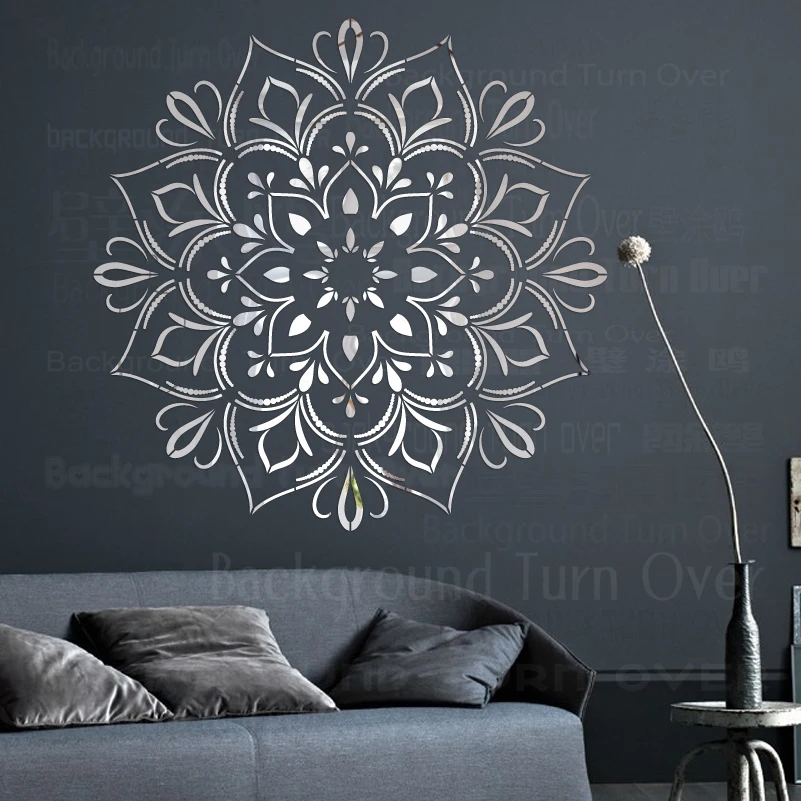 

100cm - 180cm Wall Sticker Home Décor Ornament Mirror Mandala Indian Arabic Islamic Huge Giant Round Flower Lotus O274