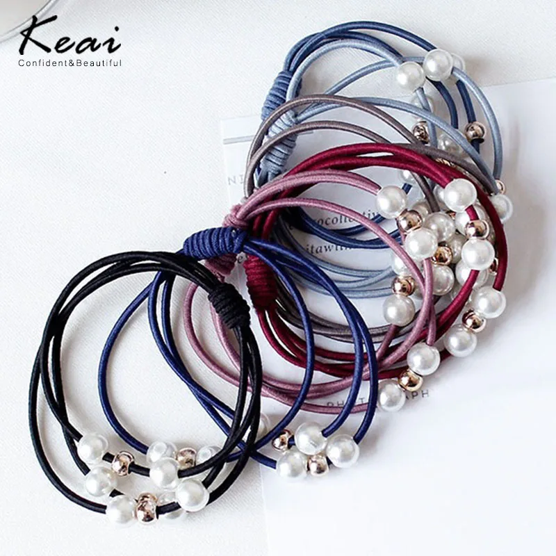 

Pearl Rubber Band Rope Elastic Girls Scrunchie Ponytail Holder Pearl Beads Women Hair Bands Ties Accessories for Women