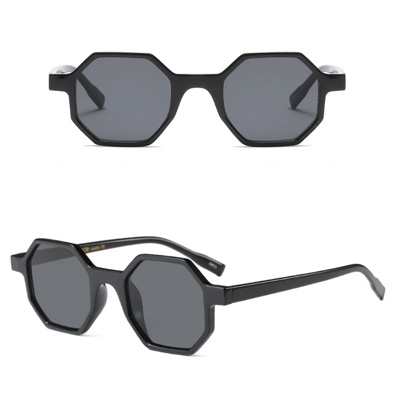 Шестиугольные солнцезащитные очки винтажные маленькие Геометрическая оправа из