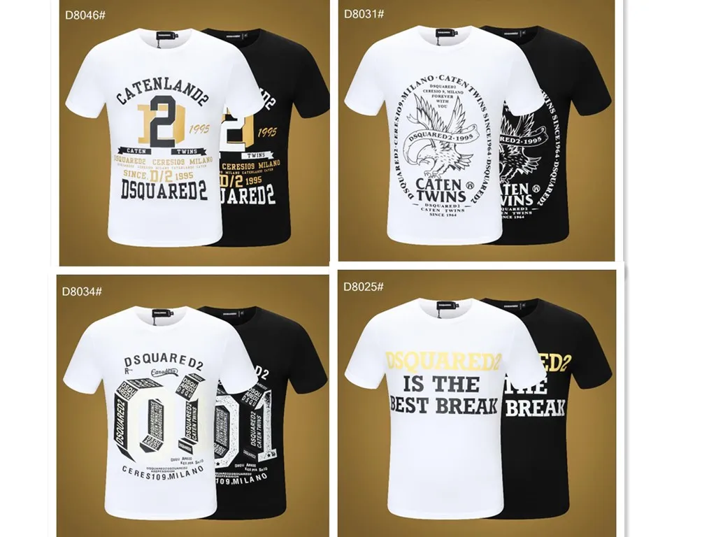 

DSQUARED2 Men And Women Printed Letters Round Neck Short-Sleeved Street Hip-Hop Pure Cotton Authentic T-Shirt Short-Sleeved