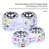 double dog bowl pet feeding station stainless steel water food bowls feeder solution for dogs cats supplies new year christmas