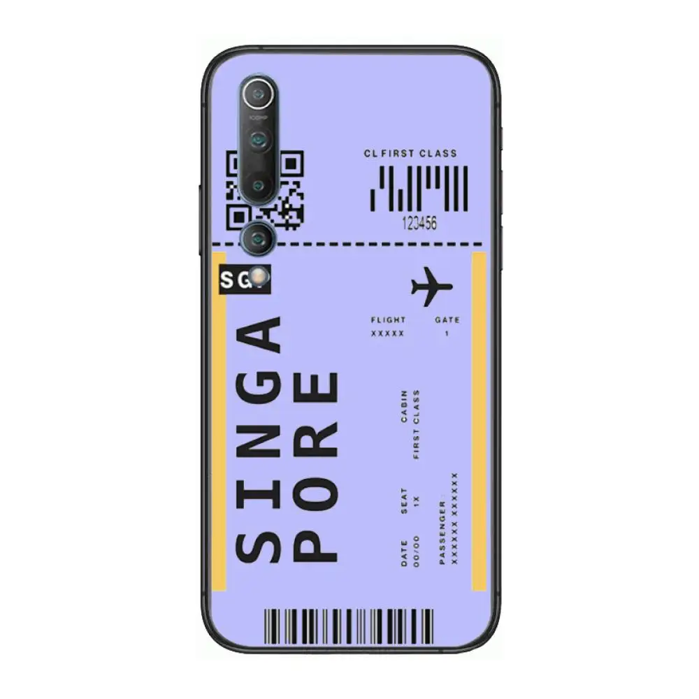 

Airline ticket barcode Phone Case For xiaomi mi11 5g 10 liti Ultra 9Pro SE 3 8 Note Anime Black Cover Silicone Back Pretty tpu