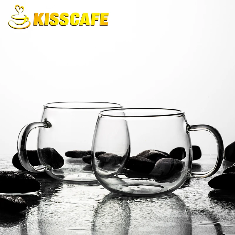 

Glass Coffee Cup Heat-Resisting Nordic Minimalism Teacup Milk Cup With Handle Mug Couple Water Cafe Cup Court Feel