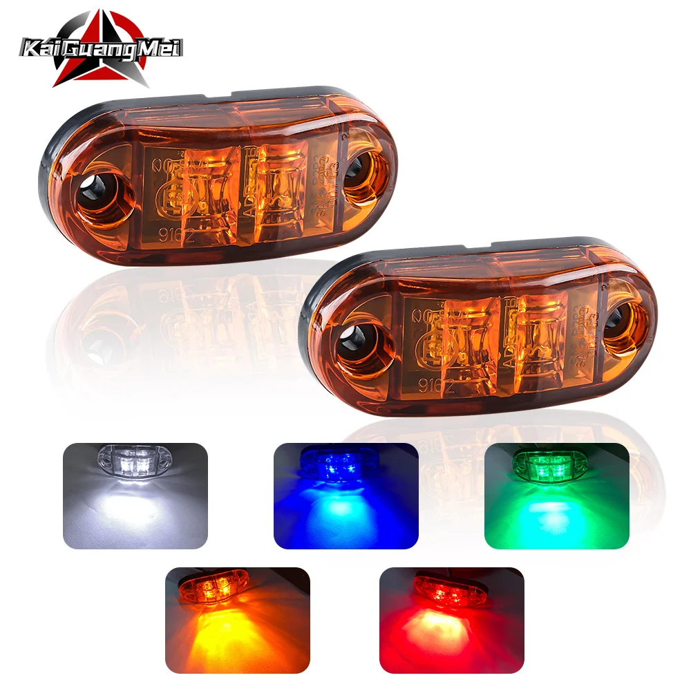 

2Pcs 12V / 24V LED Side Marker Lights Car Led Oval Clearance Warning Tail Light Waterproof Auto Trailer Truck Lorry Lamp 7 Color