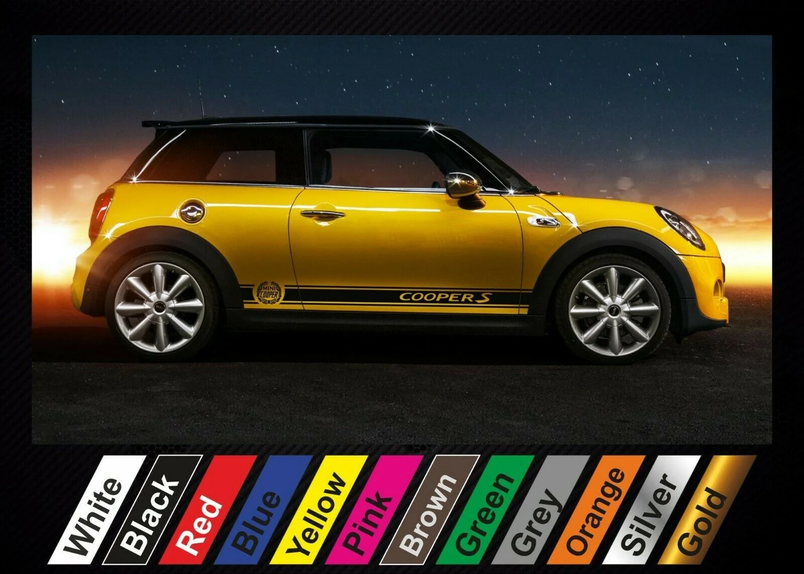 

Для x2 наклейки Mini Cooper S графика боковая полоса наклейка #9