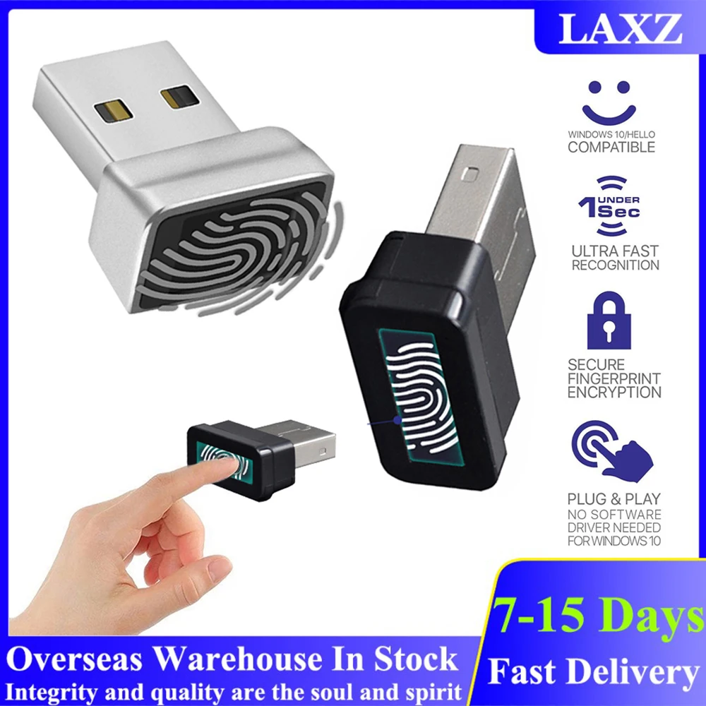 

Mini USB Fingerprint Reader Module for Windows 10 11 Hello Biometric Scanner Padlock Smart ID Security Key for PC Laptop