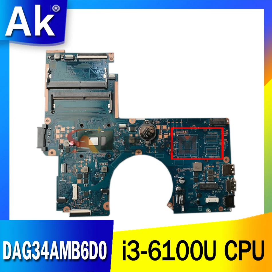 

For HP 15-AU Laptop Motherboard DAG34AMB6D0 With SR2EU i3-6100u CPU DDR4 MainBoard 100% Tested Fast Ship