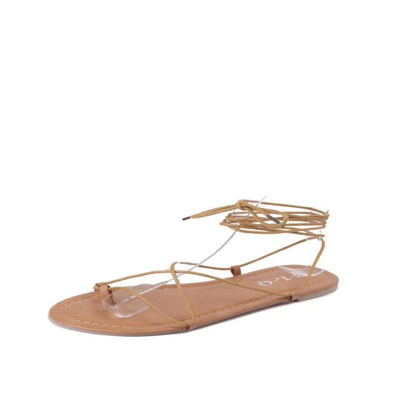 

2021 Summer Fashion and Comfortable Ladies Sandals Cross Straps Open Toe Round Toe Casual Sandals Mature Sexy Flat Sandals 35-39