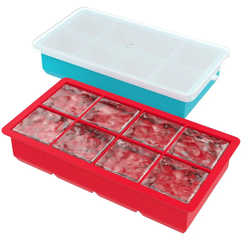 

Flexible Silicone Ice Cube Trays 4 / 6 / 8 Square Cubes per Tray Ideal for Whiskey Cocktails Soups Baby Food and Frozen Treats