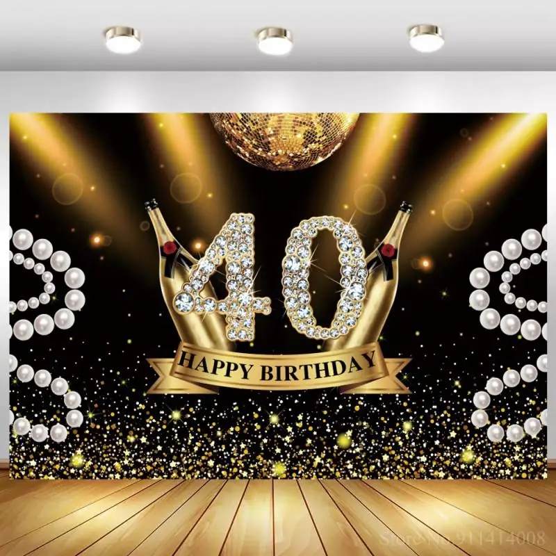 

Sweet Gold Polka Dot 20th 30 40 50 60 70 Birthday Photo Backdrop Birthday Party Customized Photo Background Photo Studio