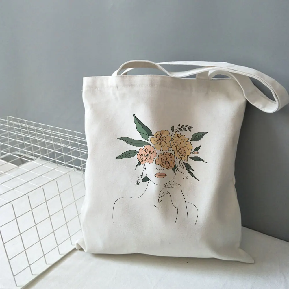 

2021 Summer Fashion Cartoon Abstract Women Bag Large Capacity Casual Academy Harajuku Tote Chic Vintage Art Shoulder Canvas Bags