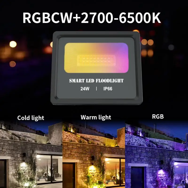 RGB светодиодный прожексветильник 24 Вт Bluetooth открытый умный 110 В 220 IP66