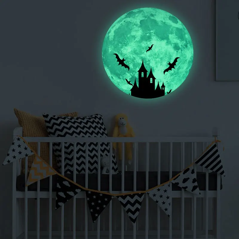 

Halloween Fluorescent Moon Noctilucent Sticker Halloween Living Room Sticker Bar Decorative Sticker Doodling Sticker JJJTZ116