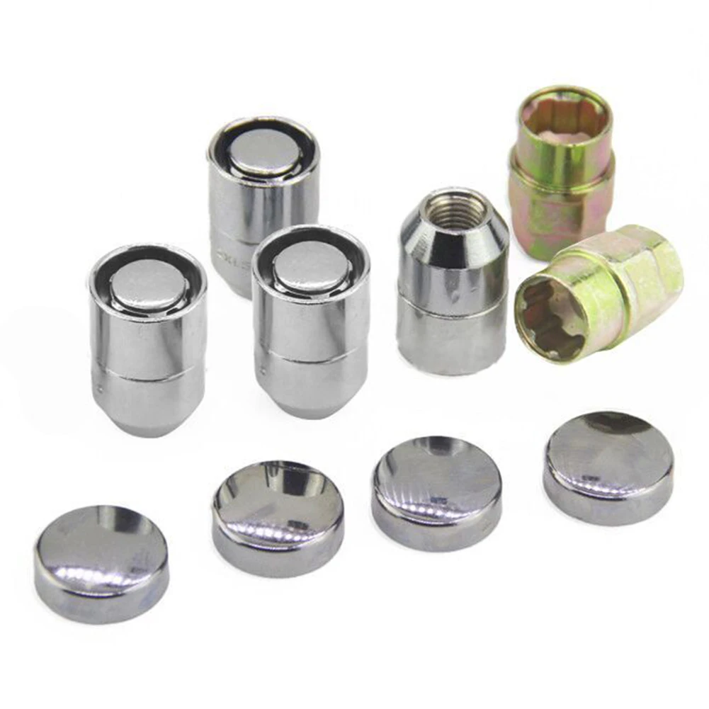 

2021 4Pcs M12x1.5 Lug Nuts 12mmx1.25 Anti Theft Wheel Nuts + 2 Keys for Car Truck Hex Insert Lock Nut Self-Locking