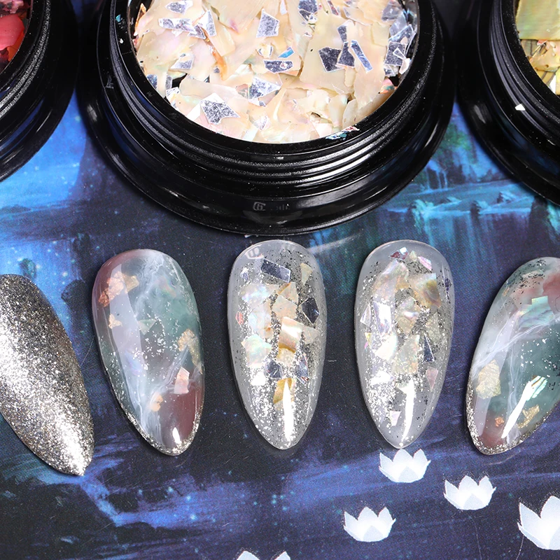1 Box Irregular Nail Beads Sequins Pink Gold Shell Fragments Mixed Tinfoil Rhinestone Manicure 3D Nail Art Tips Decoration