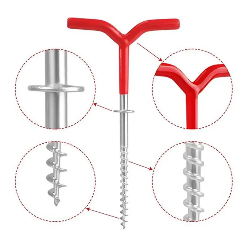 

Outdoor Camping Tent Stakes Ice Fishing Screw Rod Stand Y Shape Screw Threads Ground Anchor Holder Rests Rack Pole Pegs