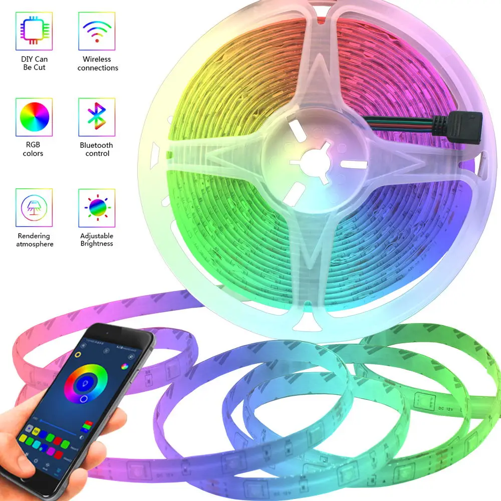

LED Strips Lights Bluetooth controller RGB 5050 SMD 2835 Waterproof DC12V 5M 10M 15M Flexible Tape Diode TV Background Luces Led
