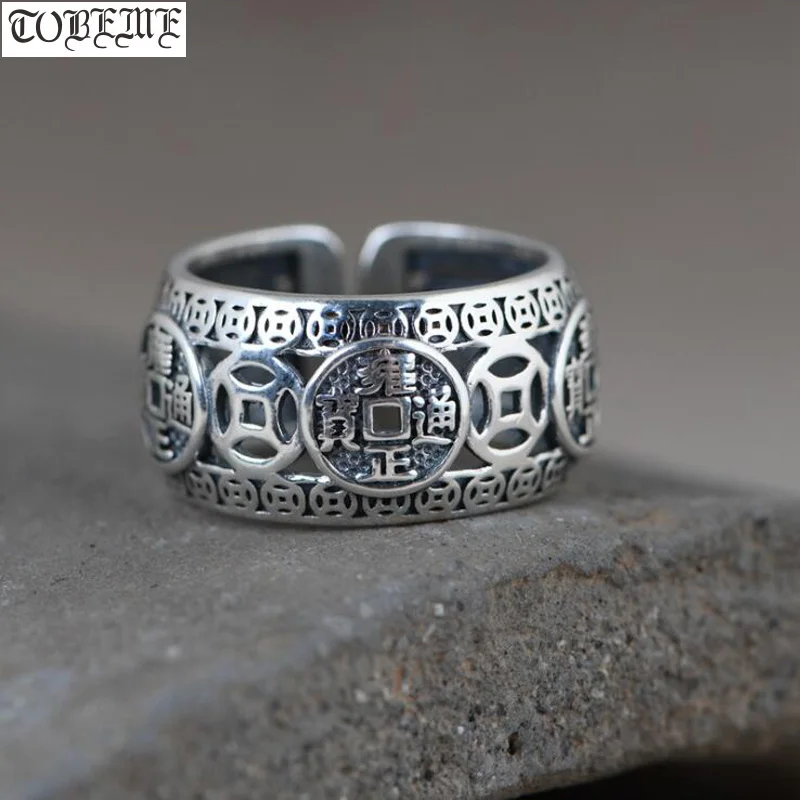 

100% 925 Silver Good Luck Ring The Chinese-Ancient-Coin Symbol Ring Lucky Women Ring