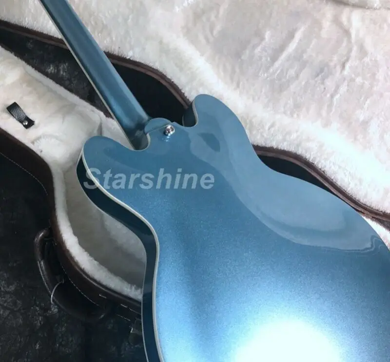 

Naughty boy Hot Selling Semi-hollow 22 Frets Electric Guitar Metal Blue Rosewood Fingerboard Maple Body
