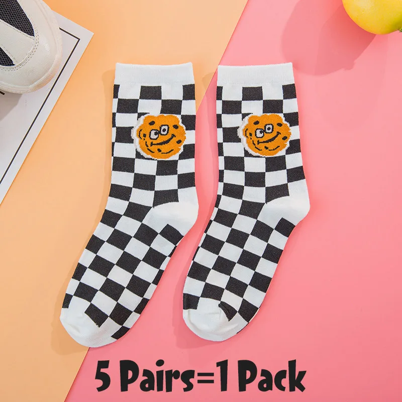 5 Pairs-1 5 пар Женские Мультяшные шикарные движения скейтборд хлопчатобумажные носки Улица Сезам длинные носки искусство женский персонаж милый хипстер Мода - Цвет: 5 Pairs-1
