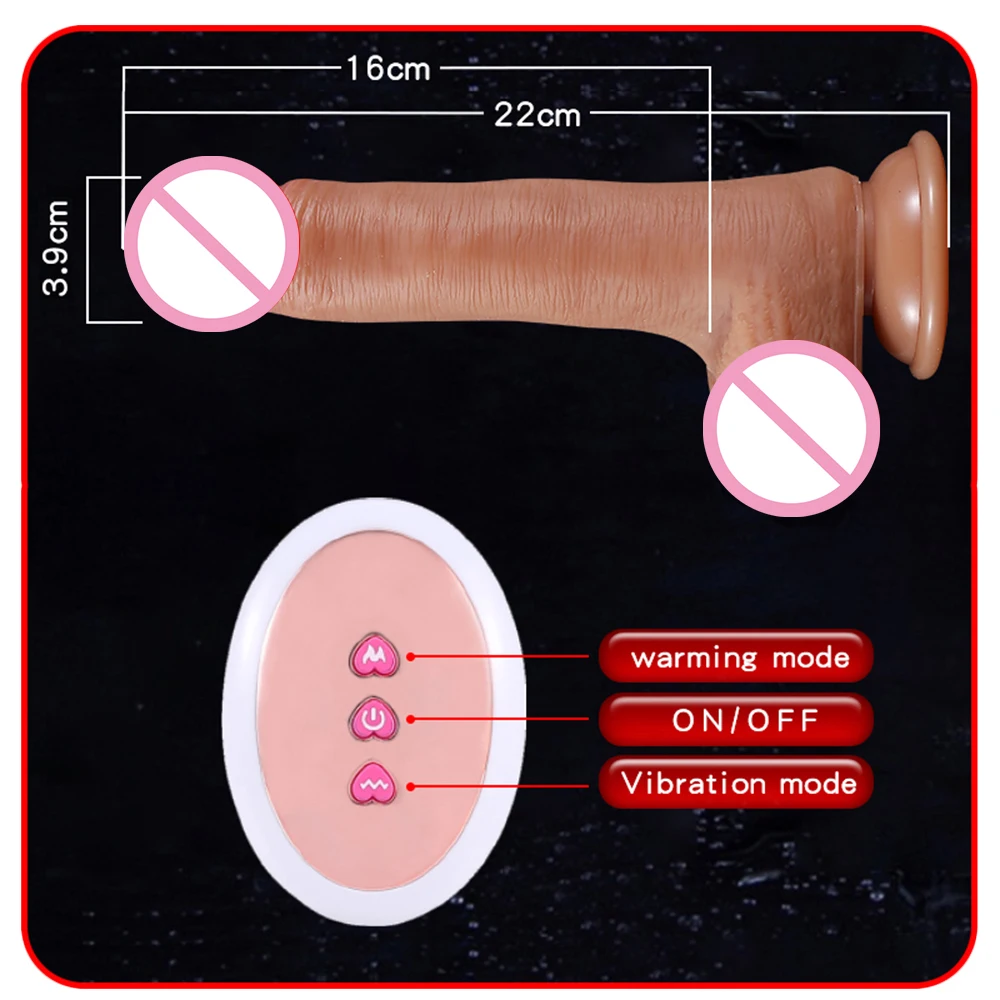 Беспроводной дистанционный фаллоимитатор 220 мм вибратор с подогревом