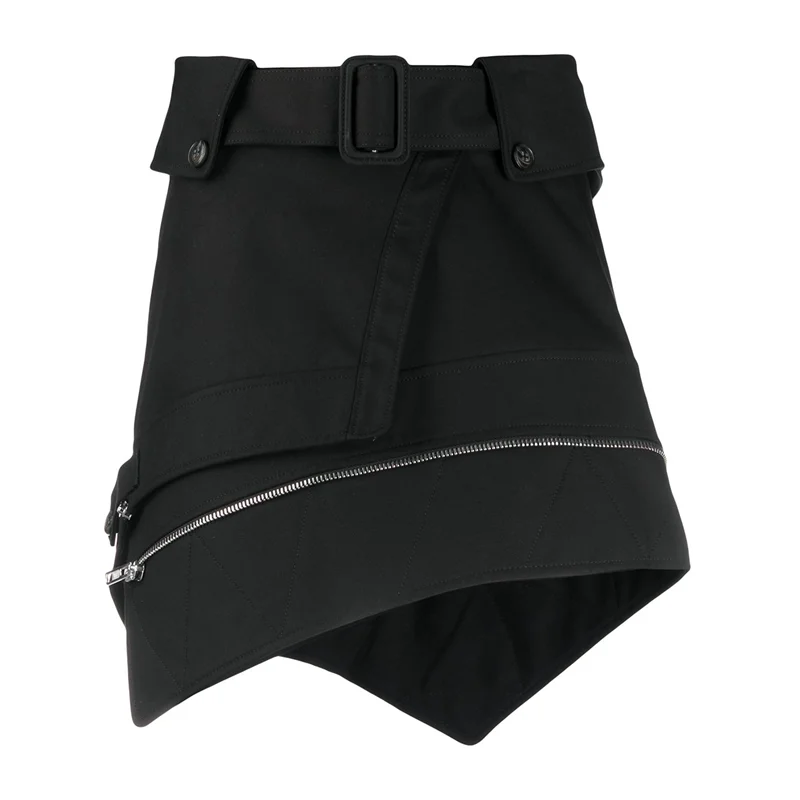 TWOTWINSTYLE Casual Asymmetrical Skirts Female High Waist With Sashes Ruched Irregular England Style Mini Skirt Women Fashion | Женская
