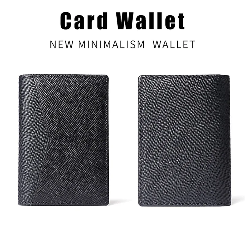 

2022 Fashion Luxury Bifold Small Wallet For Men Contrast Color Slim Cross Pattern PU Leather Men's Credit Card Holder