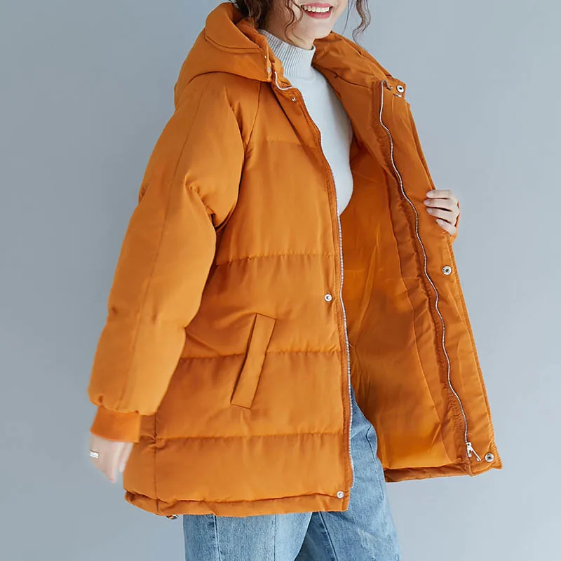 Зимние куртки для женщин 8X 7XL большие размеры обхват груди 140 см пальто оранжевого