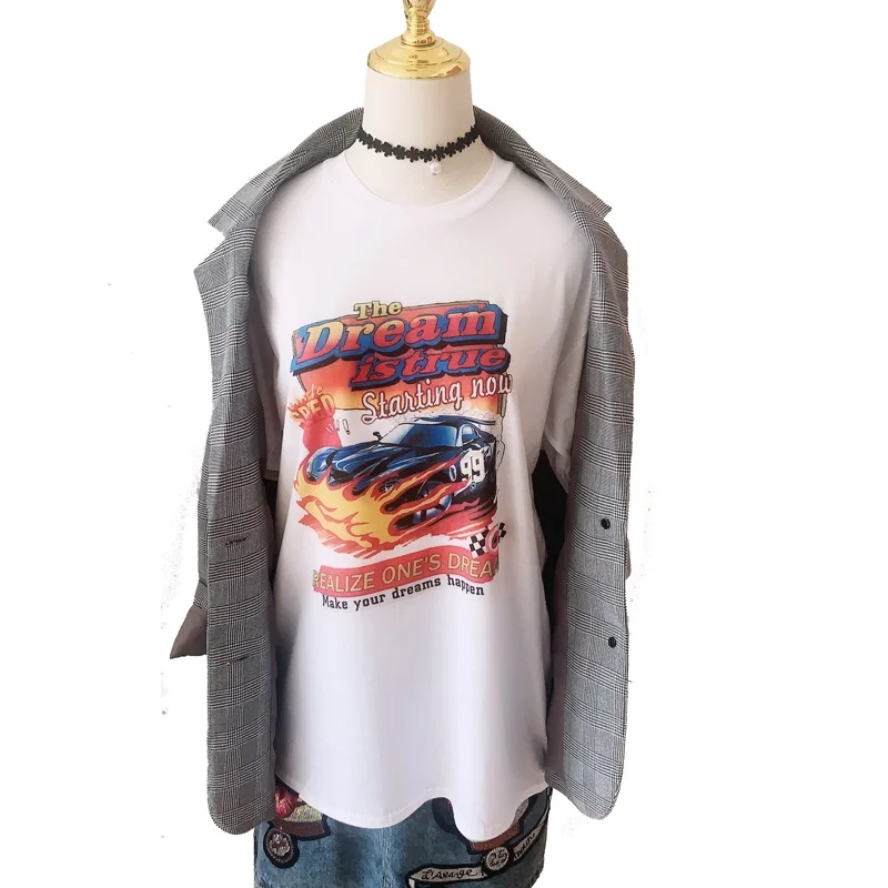 

VIP HJN Dream Car T Shirt Casual Short Sleeve Black T-shirts Cute Tees Long Graphic Tops Womens Tees Tops Female Summer Tees