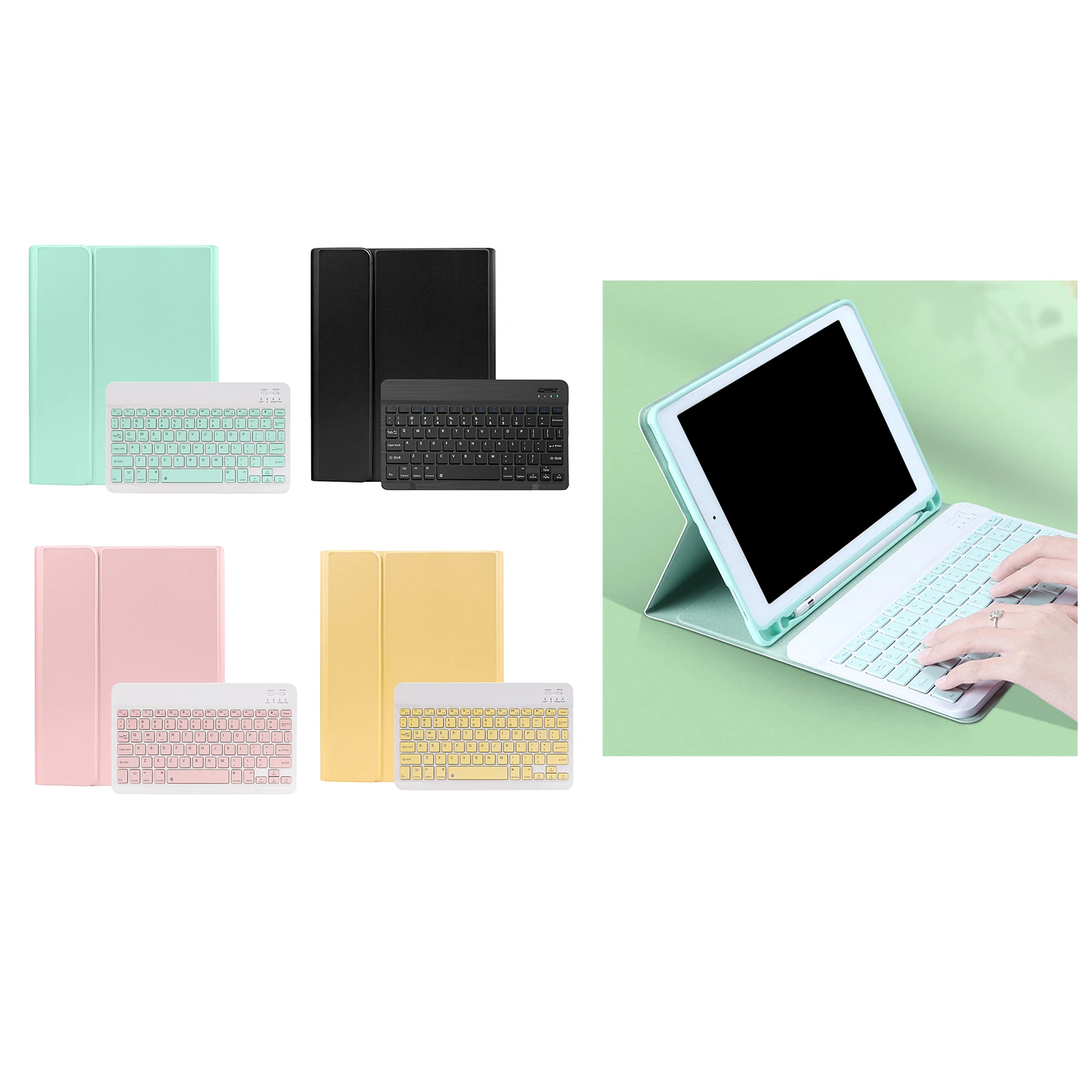

Кожаный тонкий умный чехол с клавиатурой для планшета iPad