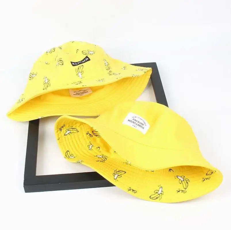 water Bucket Hat Men Women Summer Cap Banana Print Yellow Hip Hop Fishing Fisherman | Аксессуары для одежды