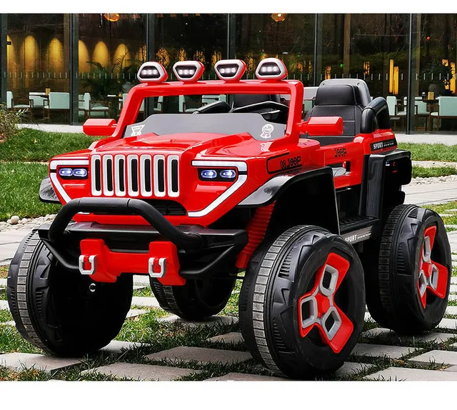 stoving varnish Red Экстра большого размера с 4 колесами 12V10A для детского электромобиля четырёхколёсный вагончик с привод с дистанционным управлением с функцией прыжка, внедорожник детское транспортное средство может сидеть - Цвет: stoving varnish Red